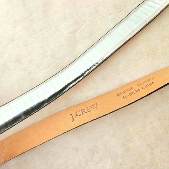 J. Crew Silver Metallic Leather Thin Belt - Picture 3 of 3